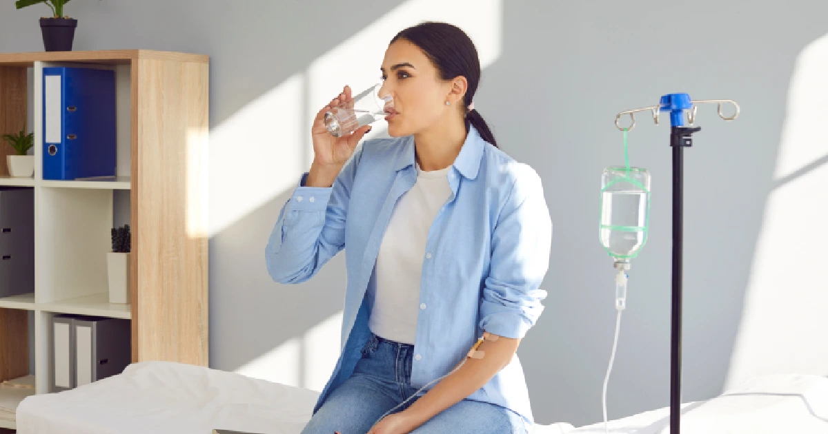 A woman receiving IV Hydration Treatment in Newport, KY A woman receiving IV Hydration Treatment in Newport, KY